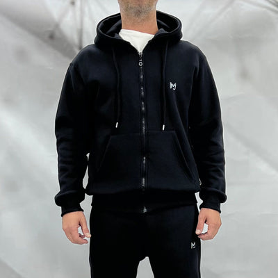 Ζακέτα Φούτερ με Κουκούλα 100% Βαμβάκι Μαύρο-Γκρι | Ελληνικής Κατασκευής