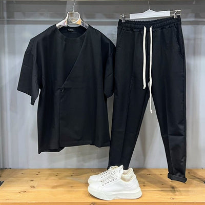 Σετ πουκαμίσα και παντελόνι σε βεραμάν και μαύρο ιταλικής κατασκευης