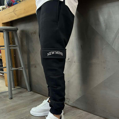 Ανδρική Φόρμα Cargo με Πλαϊνές Τσέπες - Γκρι Μαύρο, 100% Βαμβάκι