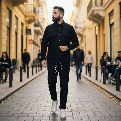 Ανδρικό Μαύρο Σετ Πουκάμισο & Παντελόνι Ιταλικής Κατασκευής