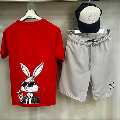 Σύνολο Tshirt κόκκινο  Bugs Bunny & βερμούδα γκρι