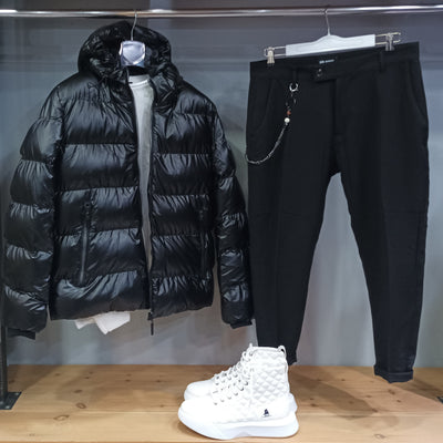 Σύνολο μπουφάν puffer παντελόνι μαύρο & μποτάκια άσπρα