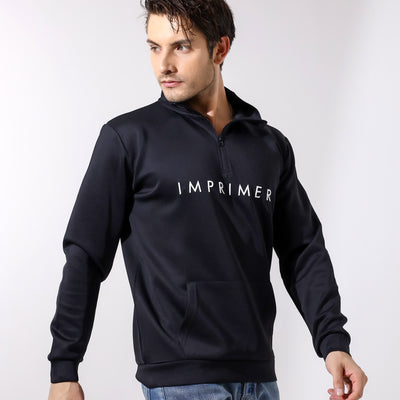 Μαύρο Φούτερ Νεοπρέν με Φερμουάρ και Λογότυπο IMPRIMER - Ανδρική Μπλούζα Κλασική Γραμμή | IM3030N