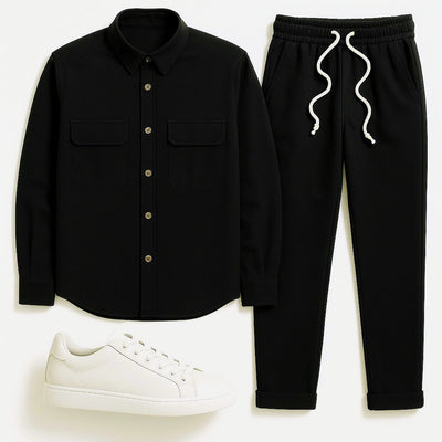 Ανδρικό Μαύρο Σετ Πουκάμισο & Παντελόνι Ιταλικής Κατασκευής