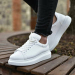 Title: Ανδρικά Sneakers Άσπρα με Παχιά Λευκή Σόλα για Άνεση & Αντοχή | SKU: ANSNEAK-1234