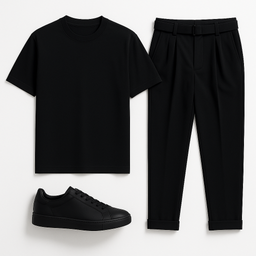 Σετ  Ανδρικό Total Black RECKLESS με T-shirt & Παντελόνι με τόκα και πιέτα