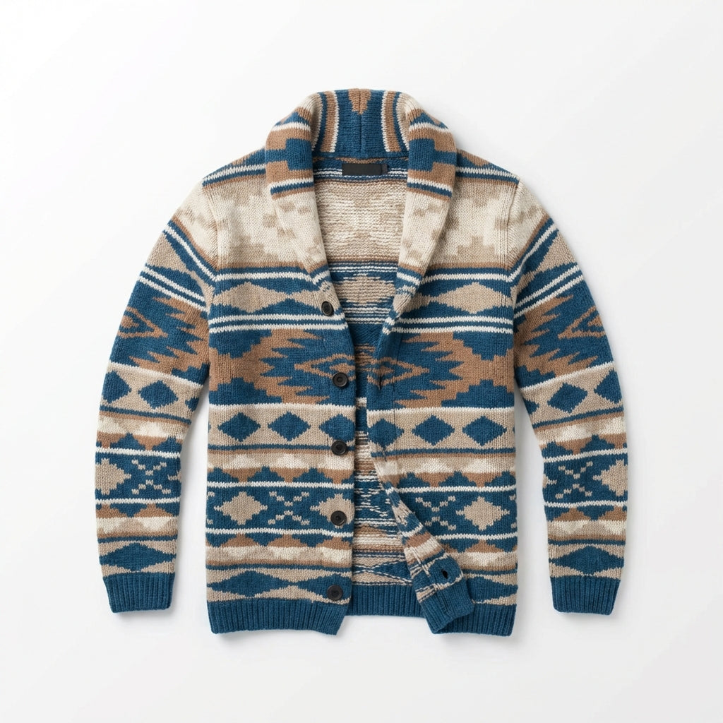 Ανδρική πλεκτή ζακέτα ethnic με γιακά και κουμπιά ελληνικής κατασκευης