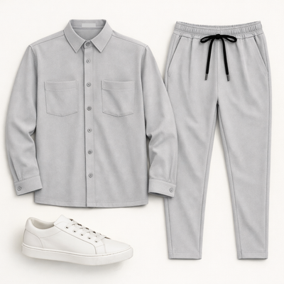 Ανδρικό Σετ Γκρι Πουκάμισο & Παντελόνι