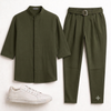 Ανδρικό Σετ Μαο Πουκάμισο & Jogger Παντελόνι Loose Fit με τόκα