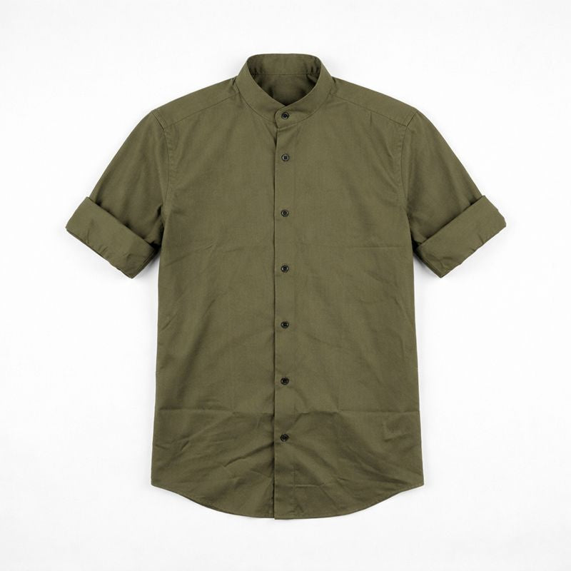 Ανδρικό Πουκάμισο μακρυμάνικο με Mao Γιακά – Slim Fit