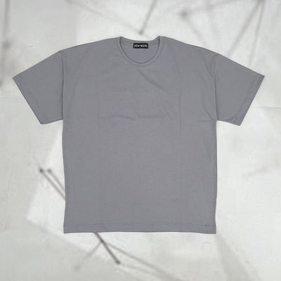 Oversize Γκρι Κοντομάνικο T-Shirt 100% Βαμβάκι με Διακριτικό Σχέδιο Δάφνης - Ελληνικής Κατασκευής | NM17255GS/M