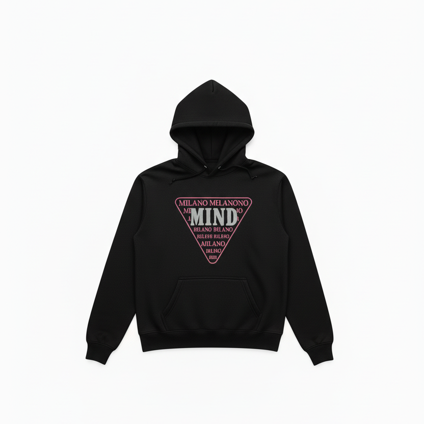 Ανδρικό Μαύρο Hoodie με Στάμπα “MIND” 100% Βαμβάκι