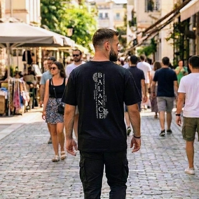 Ανδρικό Oversized T-Shirt Balance με Πίσω Στάμπα