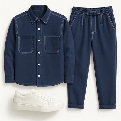 Ανδρικό Σετ Πουκάμισο & Παντελόνι Navy – Ελληνικής Κατασκευής