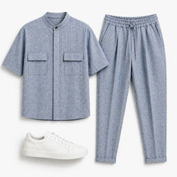 Ανδρικό Σετ Oversized με Μαο Γιακά & Παντελόνι