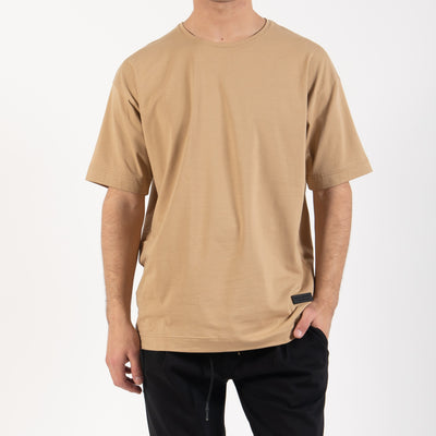 Oversize Μπεζ T-Shirt 100% Βαμβάκι με Λογότυπο "Reckless CLVT FOLLOW FREEDOM" - Ελληνικής Κατασκευής | RC5220BS