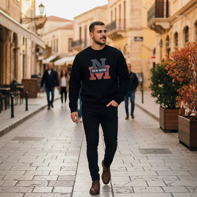 Φούτερ Ανδρικό NEW MIND Μαύρο Χωρίς Κουκούλα