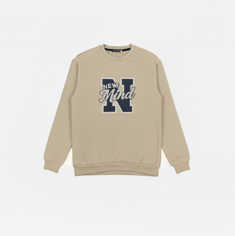 Ανδρικό Φούτερ Μπεζ "New Mind" Χωρίς Κουκούλα