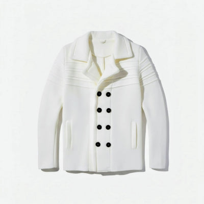 Ανδρική πλεκτή ζακέτα λευκό και μαύρο με μαύρα Κουμπιά