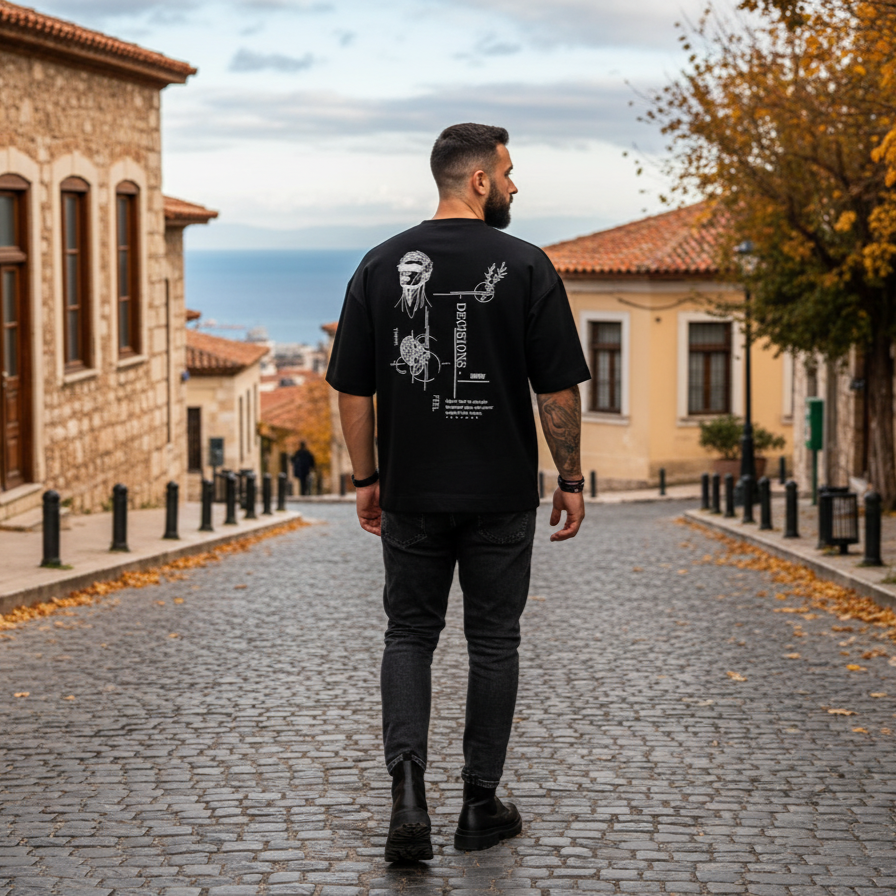 RECKLESS Oversized T-shirt "DECISIONS" Μαύρο ή Λευκό