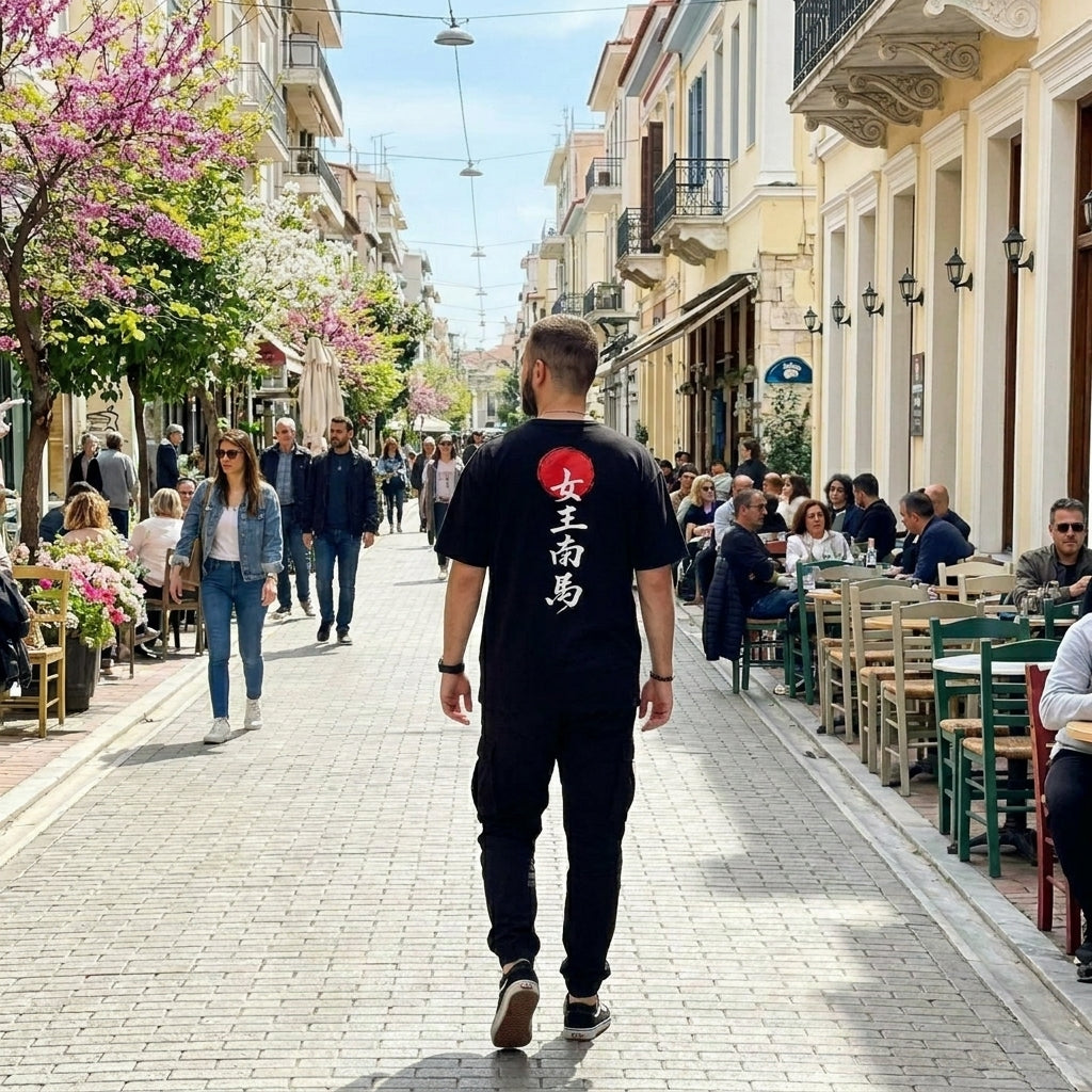 Ανδρικό Oversized T-Shirt Japan Μαύρο