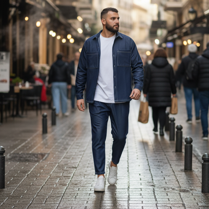 Ανδρικό Σετ Πουκάμισο & Παντελόνι Navy – Ελληνικής Κατασκευής