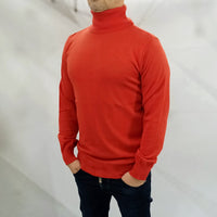 Κλασική Πλεκτή Μπλούζα Moda Loca με Ψηλό Λαιμό σε Κόκκινο Χρώμα - Άνετη Εφαρμογή με Ρεβέρ στα Μανίκια | IL02