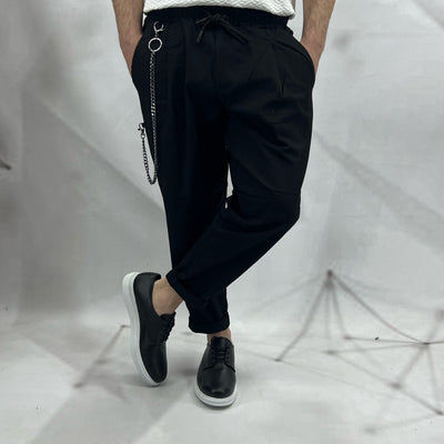 Ιταλικό Μαύρο Παντελόνι με Λάστιχο στη Μέση | Moda Loca | MD5033N